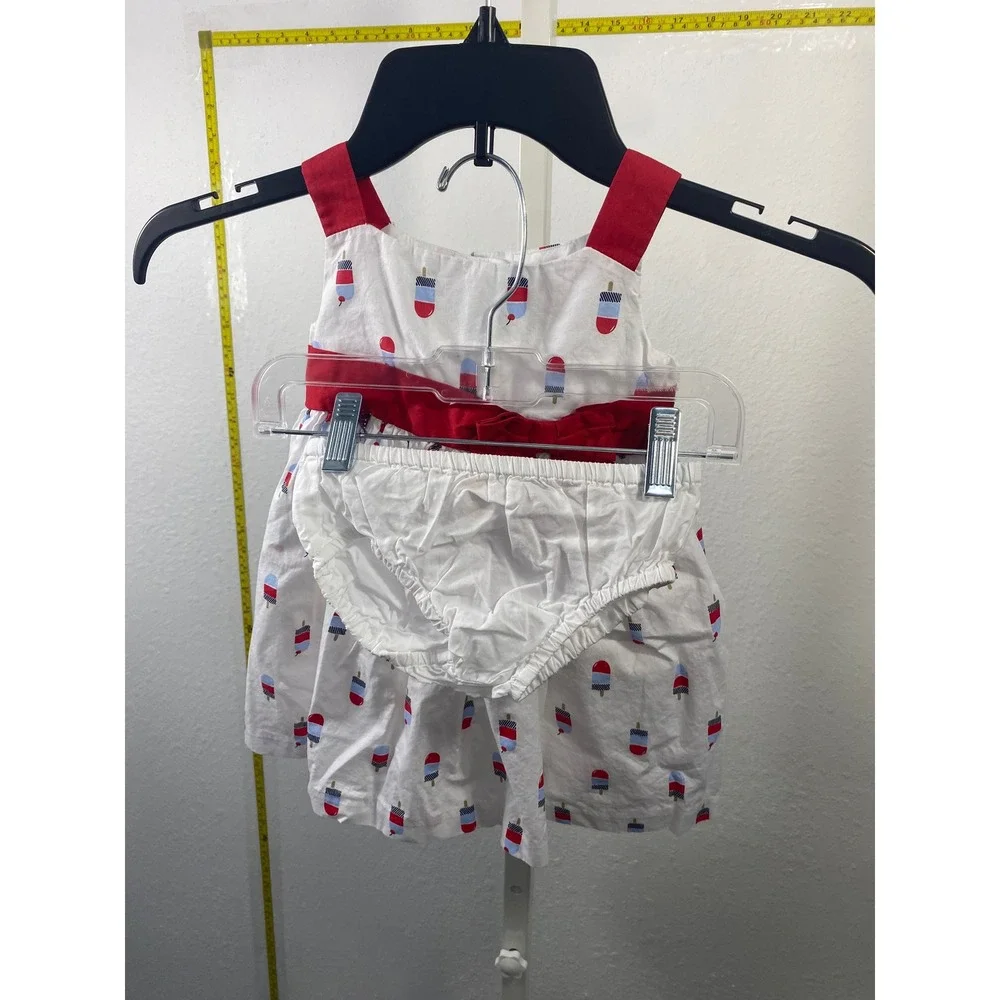 Gymboree Baby Girl Popsicle Print Dress Set Red White Blue 12-18 Months
